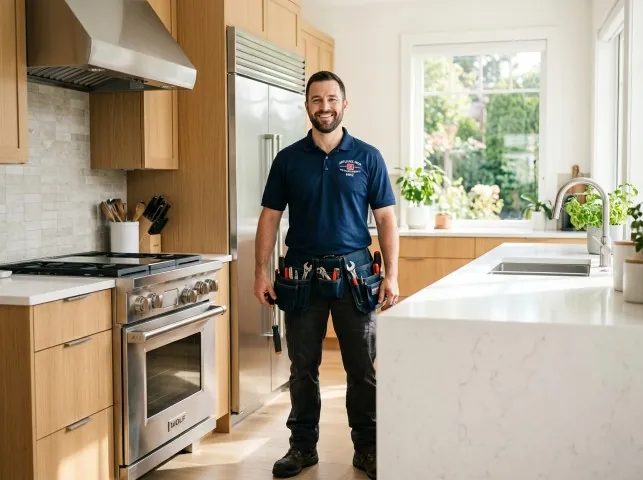 Appliance Repair Hero technician in a Bridgeport, NJ kitchen after an appliance repair